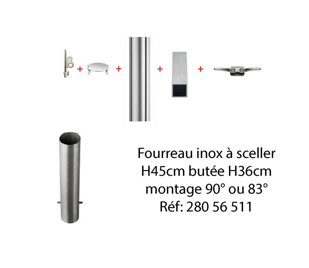 mât aluminium 2m60 avec fourreau à sceller